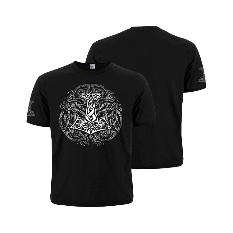 Mjolnir black T-Shirt. Thor's hammer. Nordic viking ornament. Norse Mythology Inspired tee. Made in Ukraine.
