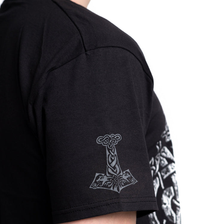 Mjolnir black T-Shirt. Thor's hammer. Nordic viking ornament. Norse Mythology Inspired tee. Made in Ukraine.